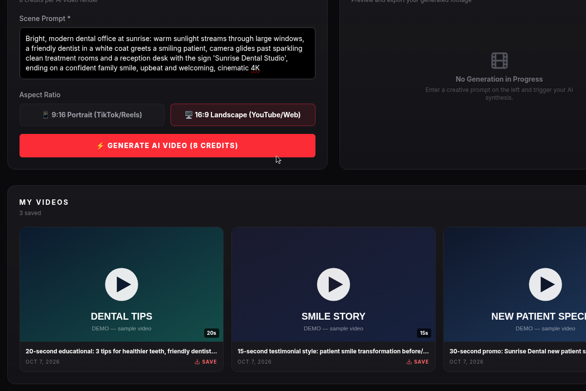 Video Generator — AI video creation with project library